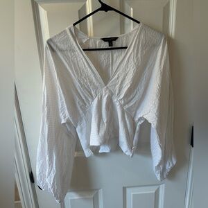 White V-Neck Women's Top